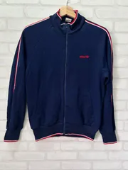 値下げ80s アディダス adidas トラックジャケット ジャージ デサント製 ネイビー レッド 希少