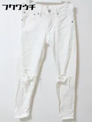 ◇ MOUSSY マウジー ダメージ加工 クラッシュ ジーンズ デニム パンツ サイズ25 ホワイト レディース 【中古】 【1002800728022】