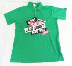 Jack Bunny!! ジャックバニーステッカーロゴ半袖ポロシャツ メンズ グリーン☆0708-615/プラス・YS