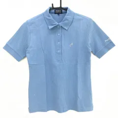 パーリーゲイツ 半袖ポロシャツ ライトブルー ストライプ織生地 コットン100％ レディース 1(M) ゴルフウェア PEARLY GATES