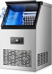 業務用製氷機、ビルトインステンレス製製氷機、60kg / 24H、15kgの貯蔵容量、パーティーギャザリング、レストラン、バー向けの自立型設計-2つの給水方法
