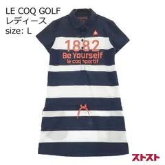 LE COQ GOLF ルコックゴルフ 半袖ワンピース ボーダー柄 ネイビー系 L [240001968604]
