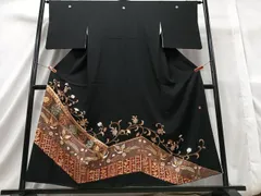 平和屋着物■豪華黒留袖　作家物　駒刺繍　正倉院更紗花鳥文　金彩　落款あり　正絹　逸品　CAAS1413xe