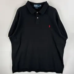 古着 90's/90年代 ポロバイラルフローレン Polo by Ralph Lauren 半袖 ポロシャツ ワンポイント ロゴ 刺繍 2ボタン 大きいサイズ XXL  ブラック 無地 メンズ