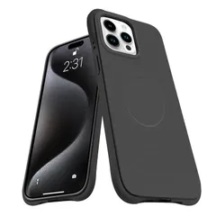 iPhone 15 ProMax ケース MagSafe対応 シリコン 耐衝撃 アイフォン15 ProMax 薄型 スマホケース バンパー カバー 米軍MIL規格取得 ストラップホール付き 衝撃吸収 ワイヤレス充電対応 柔軟 擦り傷防止（ブラック）