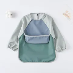 ☆ H ☆ L ☆ お食事エプロン 子供用 袖付き お食事エプロン ベビースタイ ベビー 赤ちゃん キッズ お食事スタイ 保育園 食事 女の子 男の子 食べこぼし スタイ 子供用 長袖 離乳食 掴み食べ ポケット エプロン おしゃれ オシャレ かわいい 可愛い