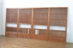 ▼現状販売▼ 裏障子付き万本格子戸4枚セット アンティーク建具 高級品 ガラス帯戸 引き戸 4～7営業日前後で発送(※修理加工希望の方3ヶ月程で発送) R-064307