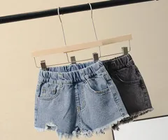 ダメージ加工 ウエストゴム ジーンズ キッズ デニムショートパンツ デニムショートパンツ ショーパン 韓国子供服 半ズボン 短パン ゆったり カジュアル 女児#anyki25617