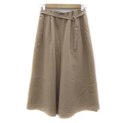 スーナウーナ Sunauna スカーチョ ガウチョパンツ ワイドパンツ 七分丈 無地 飾りベルト付き 38 M ベージュ /YS41