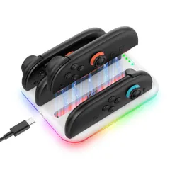 JOYTORNSwitch2コントローラー充電ドック4-in-1急速充電ドックNintendoSwitch2Joy-Conアクセサリー対応[5つのRGBライトモード]マグネット式コントローラー充電スタンドステーション(ホワイト)