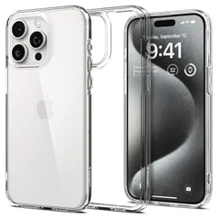 【17年社歴の技術力】Spigen iPhone 15 Pro ケース クリア 耐衝撃 米軍MIL規格取得 ストラップホール 黄変抑制 透明 TPU バンパーケース 2重構造 擦り傷防止 ワイヤレス充電対応 ウルトラ・ハイブリッド ACS06707 (クリ 1