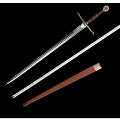 天国　西洋十字軍剣 ステンレス刃 × 亜鉛合金装具 全長 118cm 刃長 91cm 重量 1.2kg 仿皮鞘付 コスプレ・ディスプレイ用  模擬刀 工芸品模造刀 西洋剣 中世ヨーロッパ風 西洋剣 十字軍剣