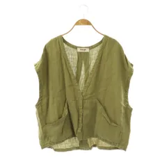 ツムグ　tumugu コットンカツラギ　ベスト　綿麻 Vネック　カーキ tumugu:（ツムグ） | コットンカツラギ ベスト | hapuna&Co