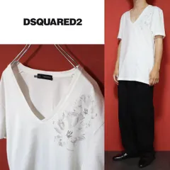 DSQUARED2 花柄 左右非対称デザイン オーバーサイズ VネックTシャツ