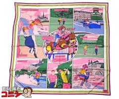 【質コニシ】【HERMES/エルメス】カレ90 ダブルフェイス スカーフ WOW ワウ コミック風 ピンク マルチカラー 箱付き【送料込み】l2684y