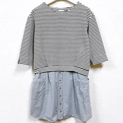 【美品】HusHusH ハッシュアッシュ グレー ボーダー柄 レディース L相当 プルオーバー ハーフ袖 ストレッチ 切り替え ミニワンピース  チュニック KHｰJｰ241136