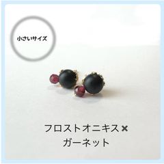 天然石【オニキス✖️ガーネット】スタッドピアス