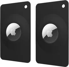 TESTET AirTag エアタグ用 カード型ケース 財布 gps 紛失防止カード エアタグケース 極薄 盗難防止 ウォレットカードホルダー 軽量 防水 耐衝撃(ブラック2個セット)