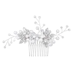 【特価商品】ブライダルパールヘアコーム パール髪飾り ブライダルウェディング髪飾り ヘアアクセサリー ヘアアクセサリー ヘアピン かんざし パール ヘッドドレス 結婚式/パーティー/成人式/七五三/コンサート/和装/ウェディングなどの髪飾り用 髪飾り