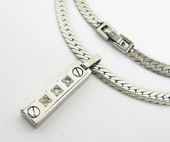 プレリュード Pt・IN刻印入り ゲルマニウム ネックレス スネークチェーン ペンダントトップ 3Pダイヤ  LF005-0606-1
