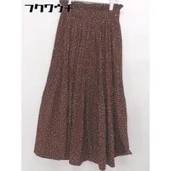 ◇　 MAJESTIC LEGON ウエストゴム　ドット 水玉 ロング プリーツ スカート サイズM ブラウン　ホワイト レディース  【1106160004335】