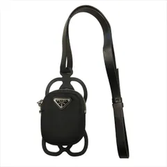 プラダ PRADA ナイロン カーゴ スマートフォンケース Nylon Cargo Smartphone Case ストラップ トライアングルロゴ ポーチ スマホホルダー Iphone 1ZT001 黒 ブラック メンズ レディース◆７