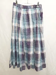 ◇ Θ Dessin デッサン チェック柄 ロング フレア スカート サイズ3 ブルー パープル マルチ レディース P  【1410160007549】