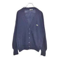 80年代 スペイン製 CHEMISE LACOSTE シュミーズ ラコステ アクリルニット カーディガン ネイビー(メンズ M)中古 古着 V4767