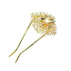 髪飾り 卒業式 入学式 結婚式 ドレス パーティー サクラ 桜 ゴールド 白 ラインストーン パール キラキラ かんざし さくら シ No.10-0413