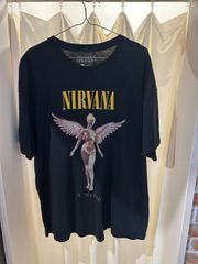 ニルヴァーナ NIRVANA IN UTERO バンドT Tシャツ 半袖T プリントT ブラック サイズL A-668