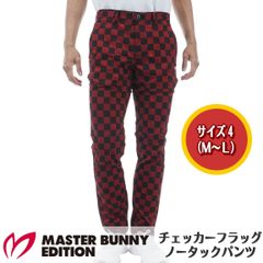 マスターバニー　パーリーゲイツ　チェッカーフラッグプリント　ハーフパンツ　M 赤 MASTER BUNNY EDITION マスターバニーエディション チェッカーフラッグ