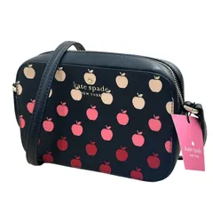 新品 未使用 kate spade ケイトスペード K8298 レザー アップル リンゴ柄 タグ付き クロスボディ ショルダーバッグ ネイビー ♯0204011477