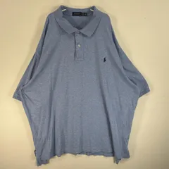 古着 ポロ・ラルフローレン POLO RALPH LAUREN 半袖 ポロシャツ ロゴ 刺繍 2ボタン 大きいサイズ 3XB BIG  水色 無地 メンズ