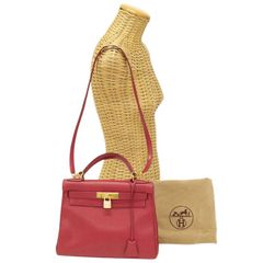 エルメス HERMES ケリー 28 内縫い クシュベル (レザー) GD金具 〇U刻印 1991年 ハンドバッグ トップハンドルバッグ 2WAYバッグ ヴィンテージ ルージュヴィフ (レッド) 正規品 中古 mbl16009