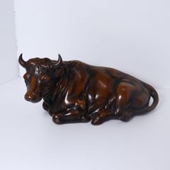 ①超大牛置物 牛 ウシ 金属工芸 工芸品 約41cm 飾り物 骨董 美術
