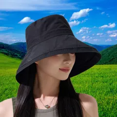 UVカット 帽子 レディース 大きめ つば広 ハット 折りたたみ バケットハット 日焼け防止 アウトドア おしゃれ 黒
