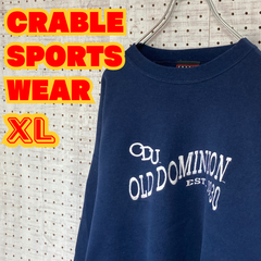 【ヴィンテージ】CRABLE SPORTSWEAR　90's　スウェット　刺繍　XL　ネイビー　US古着　MTSW2311-168