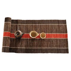 【在庫セール】ちょま 天然素材シンプル 素朴なモダン 中華風和風侘寂わびさび禅茶席 手織り布 断熱テーブル保護 食卓飾り ティーマット おしゃれ リビングルーム レストラン 茶室 【慕布MOBUKIA】テーブルランナー 多用途多機能… (赤褐色 35×120