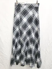 ◇ JEANASIS ジーナシス チェック 柄 ロング フレア スカート サイズS ブラック ホワイト ブルー レディース P  【1406240039876】