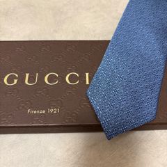 美品 GUCCI グッチ シルク 100％ ネイビー ブルー 総柄 254-705