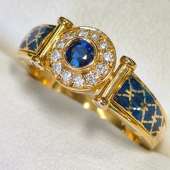 24/美品 Korloff コルロフ K18 サファイア ダイヤ リング 指輪 14/美品 Korloff コルロフ K18 サファイア ダイヤ リング 指輪