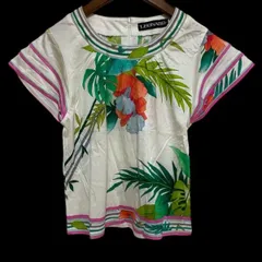#spc レオナール LEONARD Tシャツ カットソー S 白系 ボタニカル柄 バックジップ 半袖 レディース [822241]のサムネイル