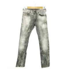 ディーゼル DIESEL THANAZ パンツ デニム ジーンズ ストレート ストレッチ ウォッシュ加工 ダメージ加工 26 グレー /AO17 ■GY18