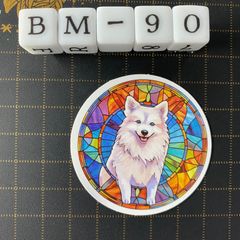 방수 스티커 사모예드 개 스테인드 글라스 풍 BM-90