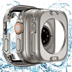 【在庫セール】高透過率 高耐久 全面保護 装着簡単(49mm，チタンゴールド) ケース ケース アップルウォッチ アップルウォッチ 二重構造 日本旭硝子材 軽量 PC素材 カバー カバー Watch Watch Apple Apple 前後の保護 1 in 2