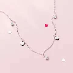 ネックレス シルバー レディース ハート チョーカー 可愛い ジルコニア 個性的