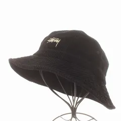 ステューシー STUSSY 帽子 ハット コーデュロイ ロゴ刺繍 S/M 黒 ブラック /YI5のサムネイル