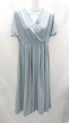 ◇ ⊂ emi+ Ｖネック 半袖 ロング丈 ワンピース サイズM ライトブルー レディース E  【1409100038156】