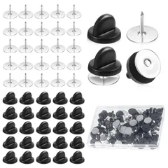 【数量限定】金具 パーツ バッジ 蝶タック ハンドメイド 取付簡単 アクセサリーパーツ 安全ピン 留め具 DIYパーツ ピンバッチ 50個セット 収納ケース付き ピンバッジのキャッチ