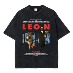 映画「レオン」ヴィンテージTシャツ メンズ 水洗加工 大人用  半袖 ストリートファッション ブラック1のサムネイル
